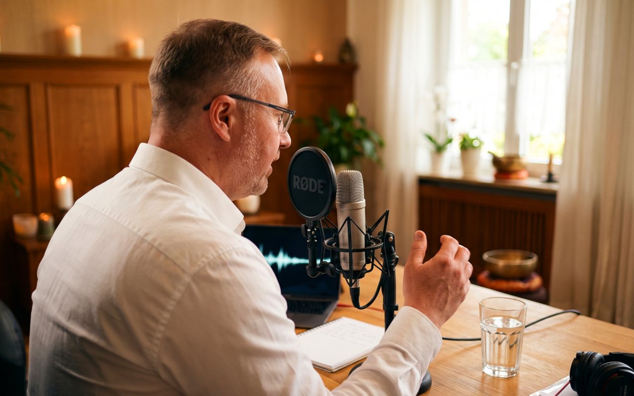 Guido Ludwigs beim Aufnehmen einer Meditation